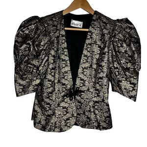 Vintage Act I New York Metallic Brocade Puff Sleeve Blazer Jacket Halloween